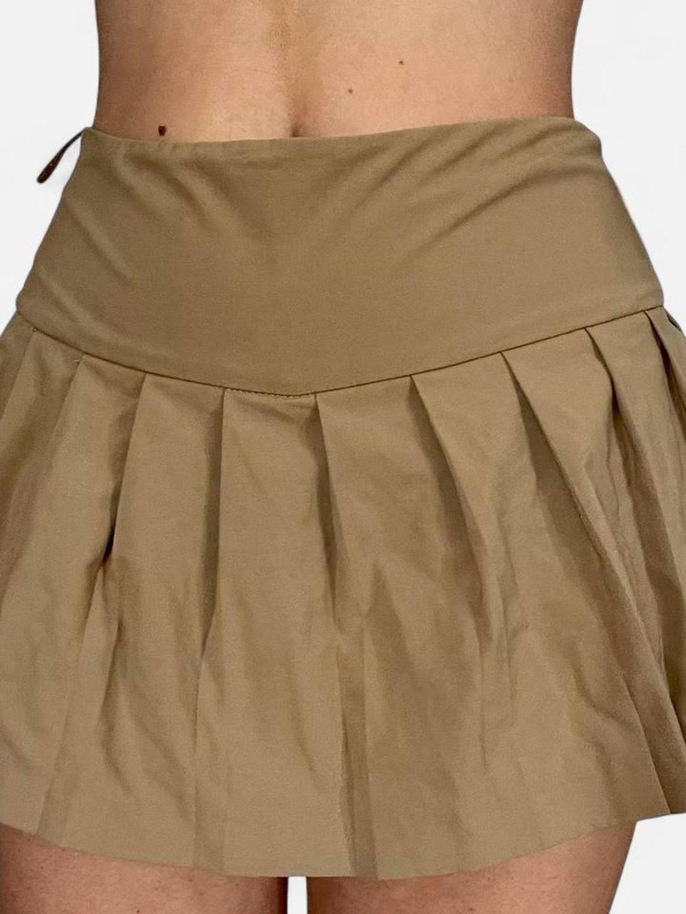 Zara Khaki Pleated Mini Skirt